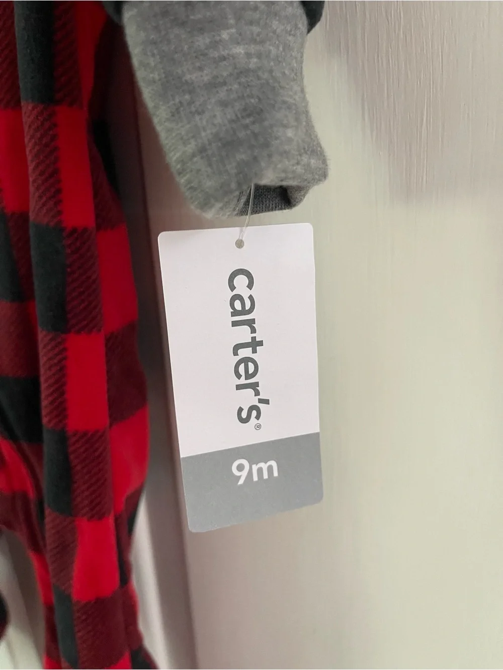 Carter's Red and Black Buffalo Plaid Moose Footed One-Piece